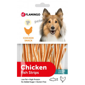 Лакомства за куче Flamingo 85 гр. - снакс с чисто пилешко месо и морска треска